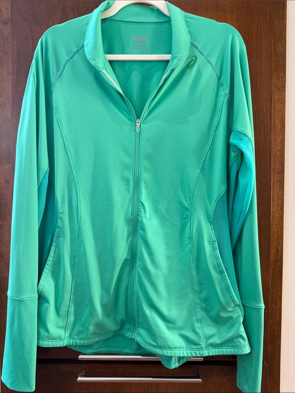 Asics Mint Green Full-Zip Performance Rain Jacket